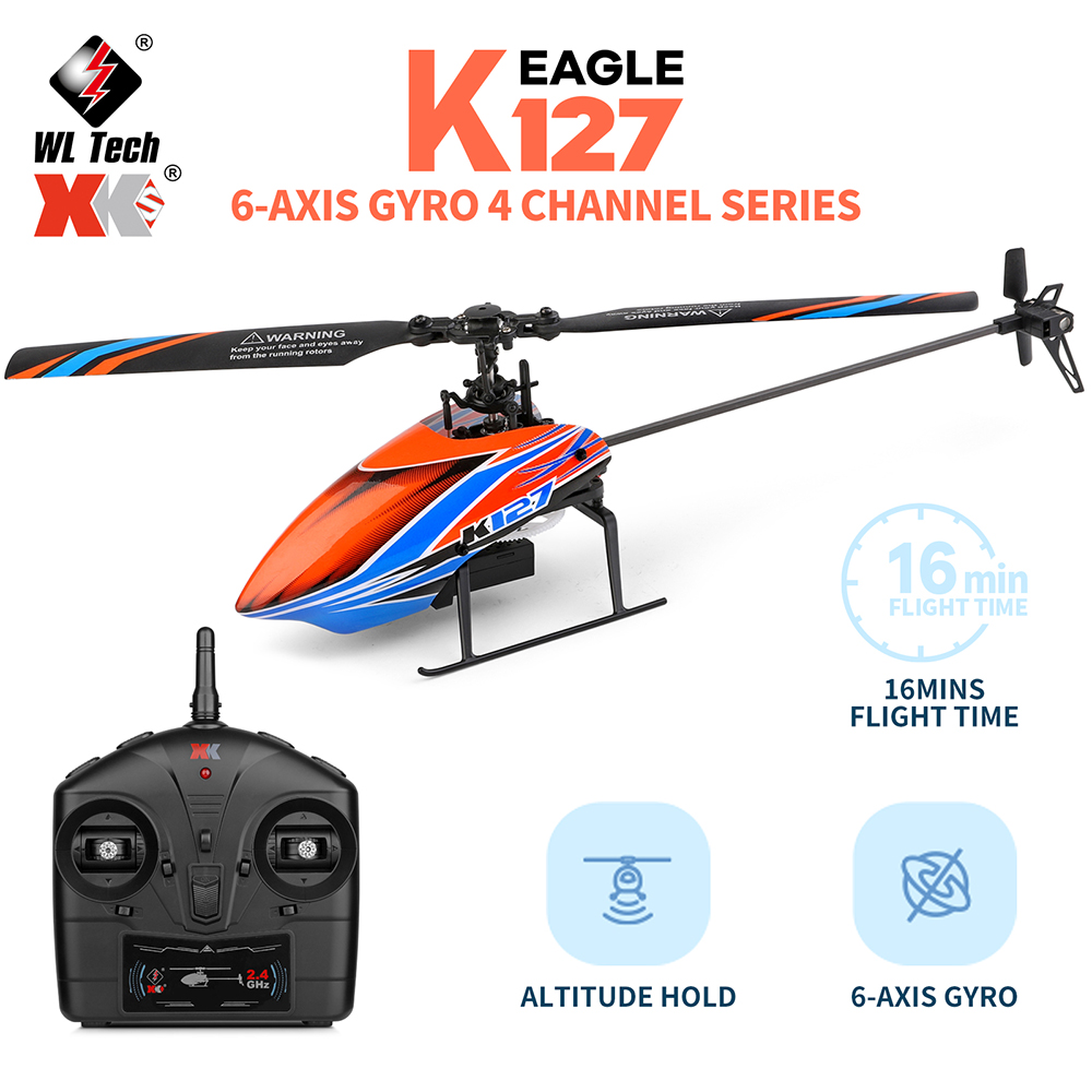 Rc Helicopter Nitro - Wltoys xk K127 2.4グラム4CH 6-Aixsジャイロ高さ保持ホバーシングルブレードプロペラ小型rcヘリコプターV911Sアップグレード
