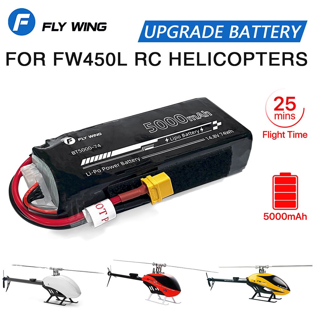 Rc Helicopter Bag - フライウィング-バッテリーfw450l,5000mah,4s,tattu,14.8v,35c,xt60プラグ付き,rcヘリコプター用,25分の飛行時間