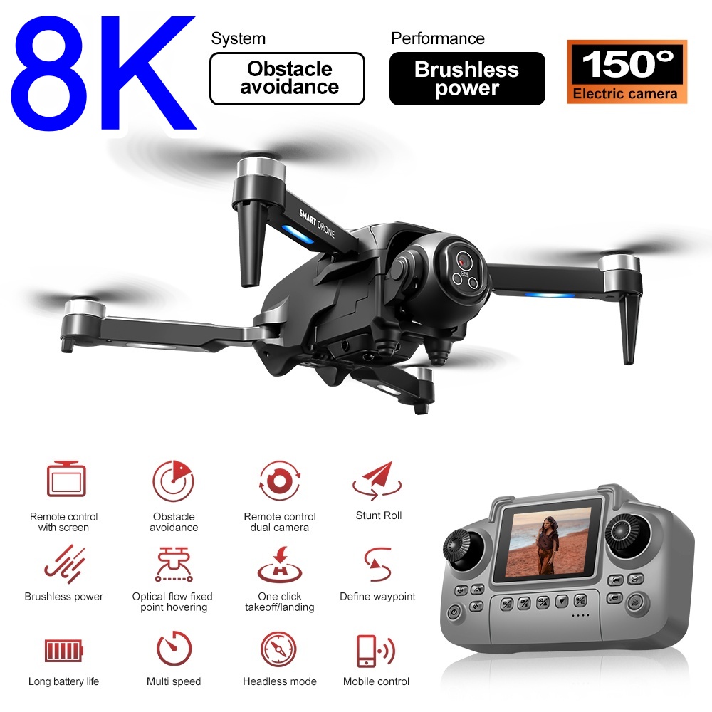 ブラシレス8Kドローン HD 150搭載 ° 電動デュアルカ - Rc Helicopter Large のレビューと価格